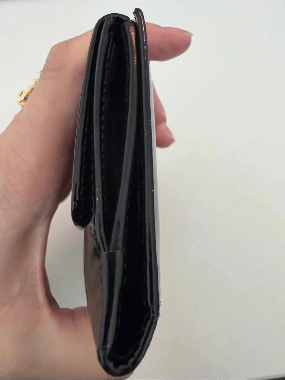 Vintage Tom Ford Gucci Black Patent Leather Wallet with Bamboo Handle